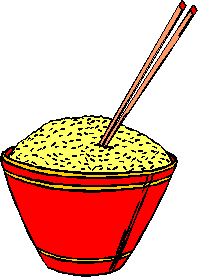 BOWL OF RICE WITH CHOP STICKS