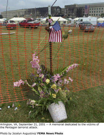 Flowers and US Flag